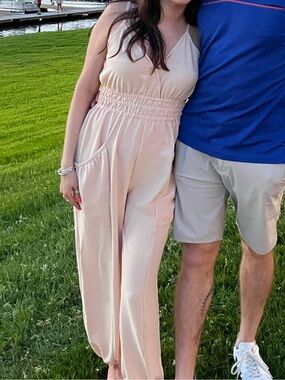 Pink Lily Beige Jumpsuit